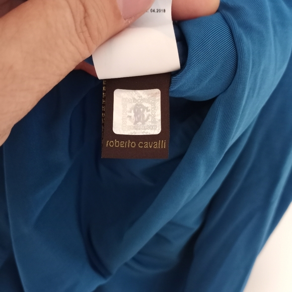 NWT Roberto Cavalli Blue Ruched Bodycon Dress - Picture 13 of 13